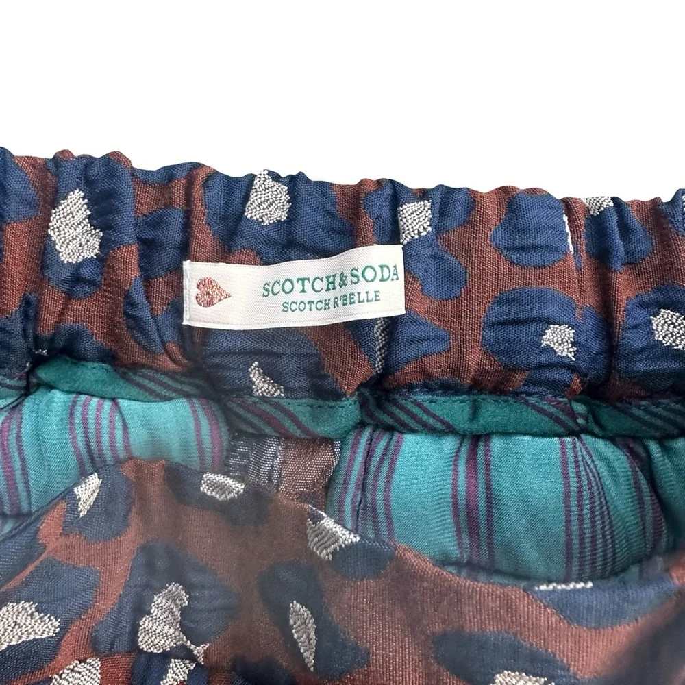 Scotch & Soda Girls Blue and Brown Leopard Skirt Size 4
